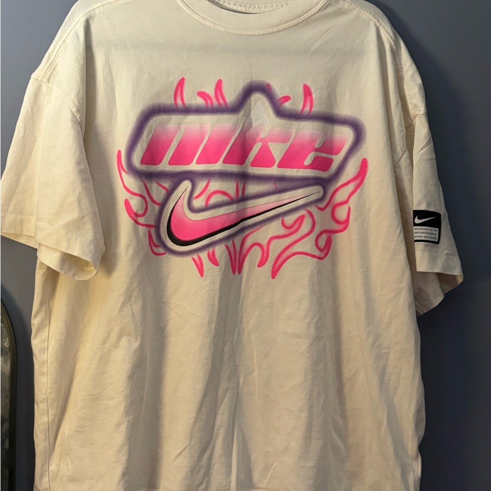 Nike Graphic Tee with Pink Flames